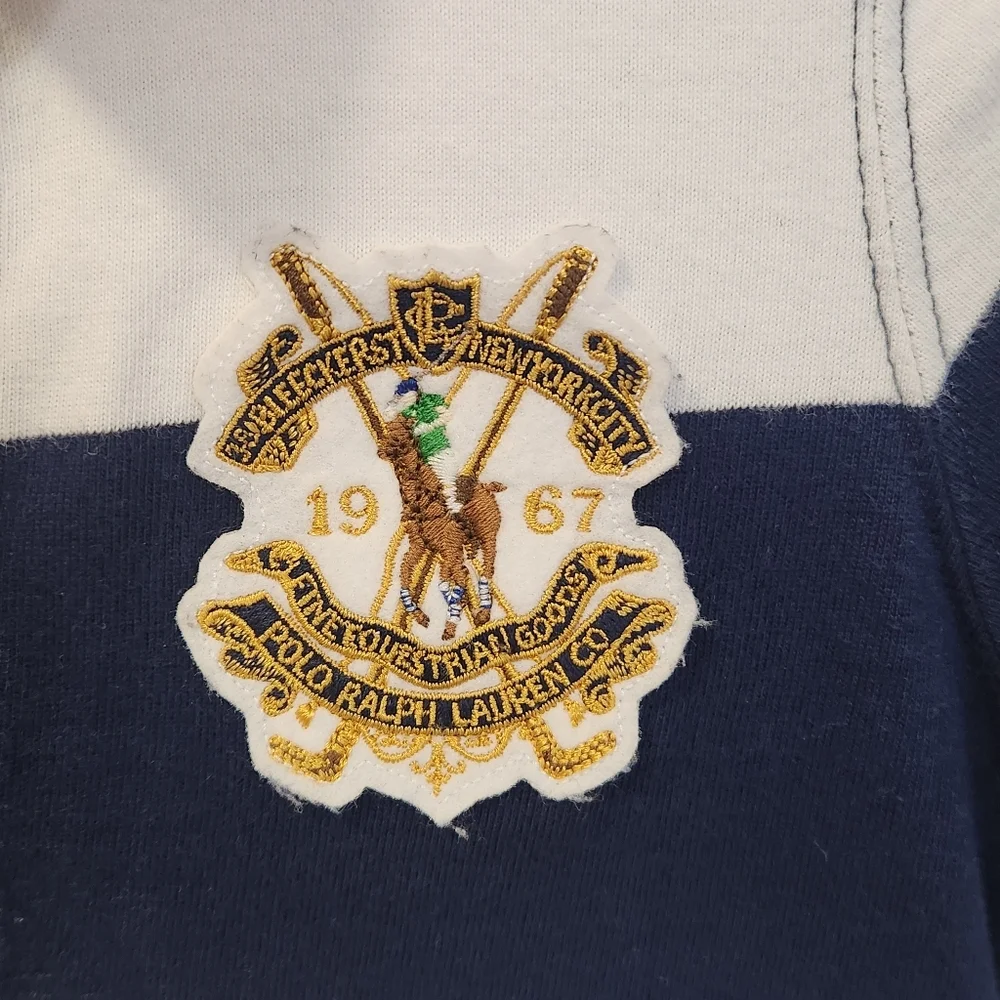 Ralph Lauren Navy and White Striped Polo Dress with Crest